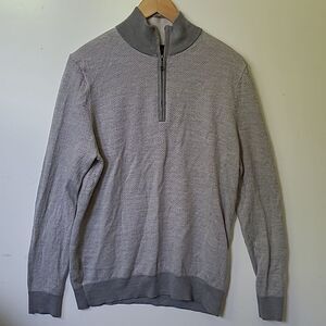 L BROOKS BROTHERS EXTRA FINE MERINO WOOL ZIP UP PULLOVER GRAY SWEATER LARGE